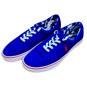 New Polo Ralph Lauren Men's Keaton Canvas Sneakers Heritage Royal Red Size 13